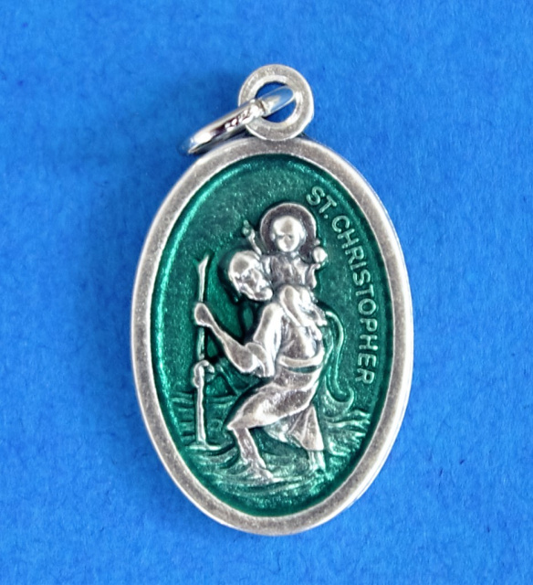 St. Christopher Green Enamel Medal